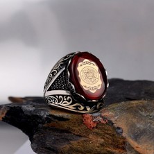 Takı925 Kehribar Taşlı Mührü Süleyman Model 925 Ayar Gümüş Yüzük