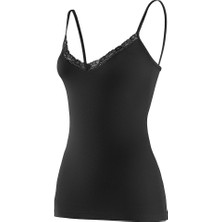 Yıldız Çamaşır Modal V Yaka Dantelli Atlet Siyah