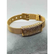 Zd Bellefemme Kadın Çelik Vıp Gold Kelepçe Bileklik