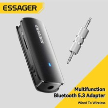 Essager Wireless Bluetooth 5.3 Jack 3.5 Aux Araç Ses Aktarım Kiti CE/FC/ROHS Lisanslı Adaptörü Çok Fonksiyonlu