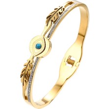 Chavin Gold Göz Çelik Taşlı Bayan Kelepçe Bileklik EU12SR