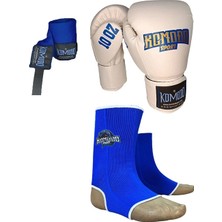 Komodo Sport Boks Eldiveni 10 Oz/kick Boks,muay Thai Ayak Bilek Çorap/3,5 Metre Boks Bandajı 3 Lü Set