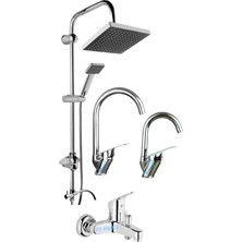 Kca Armatür Kca Robot Duş Mutfak Lavabo Banyo Bataryası Musluğu Çeşmesi 4'lü Set