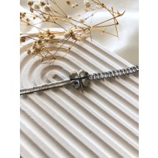 Takıcım Design Baget Taşlı Gümüş Renk Yonca Çelik Bileklik