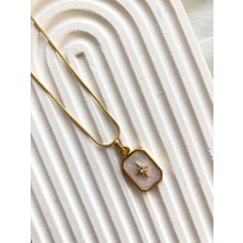 Takıcım Design Poel Mineli Star Kolye (Beyaz)