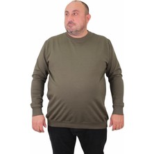 Starbattal Büyük Beden Sıfır Yaka Classic Sweat 23216 Hakı