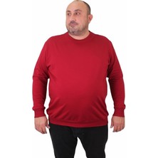 Starbattal Büyük Beden Sıfır Yaka Classic Sweat 23216 Bordo