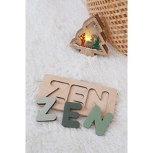 Bugula Ahşap İsim Puzzle 9 Harf ve Üzeri Yeşil 3 Boyutlu Kişiselleştirilmiş Motessori Oyuncak Motor Beceri Oyuncağı