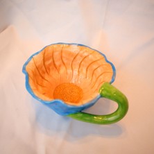 Lily Serisi Surprise Flowers Kupa-Mavi Çiçek Kupa El Yapımı Seramik Mug 120 ml