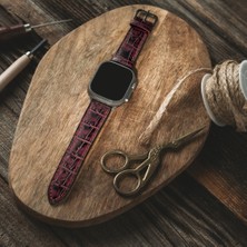 Lesband Leather Lesband Leather crocco Mor Gerçek Deri Apple Watch Kordon Seri 1-8, Se, Ultra ve Ultra 2 ile Uyumlu