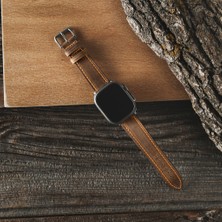 Lesband Leather Lesband Leather crayz Koyu Kahverengi Gerçek Deri Apple Watch Kordon Seri 1-8, Se, Ultra ve Ultra 2 ile Uyumlu