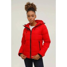 Lumberjack Apreskı Kırmızı Kadın Mont