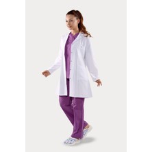 Uzun Kol Beyaz Orta Boy Klasik Yaka Doktor Hemşire Öğretmen Önlüğü Alpaka Kumaş