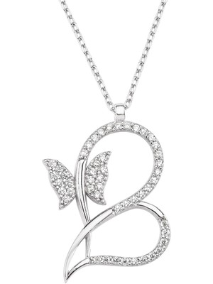 Altın Sepeti Gümüş Aşk Kelebeği Kolye