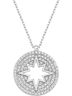 Altın Sepeti Gümüş Madalyon Kutup Yıldızı Kolye