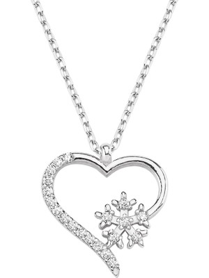 Altın Sepeti Gümüş Kartaneli Kalp Kolye