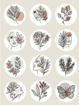 Kt Grup Lineart Elements Decor Tema Sticker Etiket 2 Sayfa 24 Adet Etiket