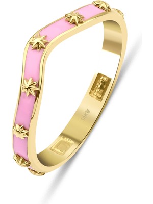 Kairos Jewelry 14 Ayar Altın Kuzey Yıldızlı Pembe Mineli Yüzük KRS243-14GR