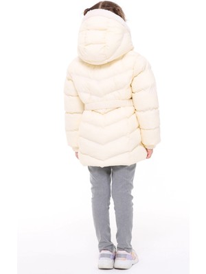 Benitto Kids Kız Çocuk Bej Renk Şişme Mont 51285 Uzun Kol ve Düz Desen