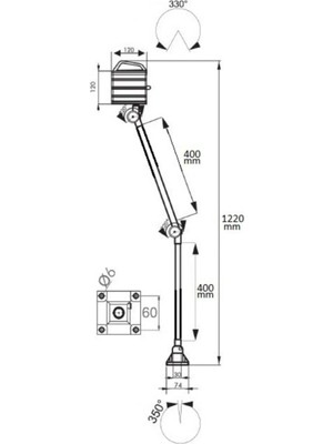 Erc H-24-65 Halojen Makine Aydınlatma Lambası