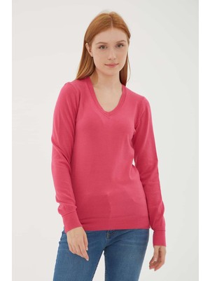 Fashion Friends Regular Fit V Yaka Kazak Kadın Kazak 23K0778K1