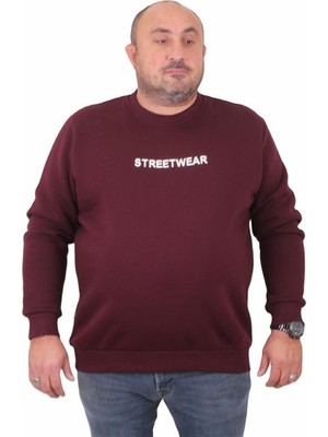 Starbattal Erkek Büyük Beden Sıfır Yaka Sweat Streetwear 23206 Murdum