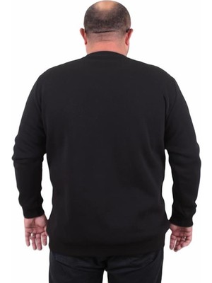 Starbattal Erkek Büyük Beden Sıfır Yaka Sweat Conture Club 23203 Sıyah
