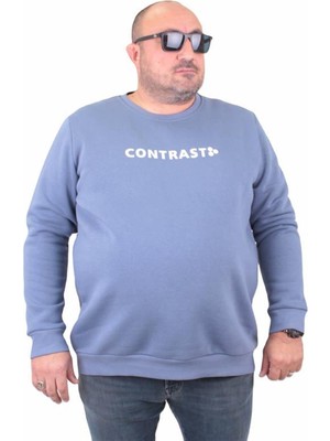 Starbattal Erkek Büyük Beden Sıfır Yaka Sweat Bless 23205 Mavı