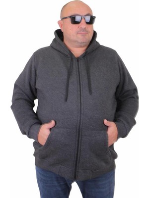 Starbattal Büyük Beden Unisex Kapüşonlu 3ip Sweat 11701 Antrasit Melanj