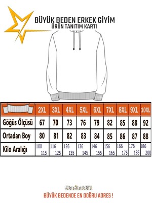 Starbattal Büyük Beden Unisex Kapüşonlu 3ip Sweat 11701 Antrasit Melanj