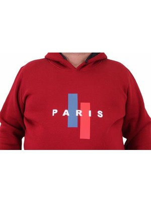 Starbattal Erkek Büyük Beden Kapuşonlu Sweat Paris 23209 Bordo