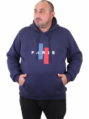 Starbattal Erkek Büyük Beden Kapuşonlu Sweat Paris 23209 Indıgo
