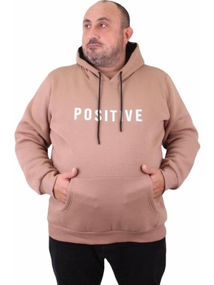Starbattal Erkek Büyük Beden Kapuşonlu Sweat Positive 23211 S.kahve