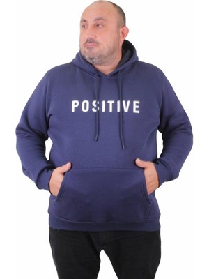 Starbattal Erkek Büyük Beden Kapuşonlu Sweat Positive 23211 Indıgo