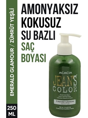 Jean'S Color Jean’S Color Zümrüt Yeşili Renkli Saç Boyası 250 Ml Su Bazlı Emerald Glamour Hair Dye