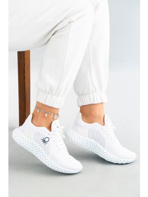 Benetton Triko Comfort Kadın Spor Ayakkabı BN-30009 Beyaz