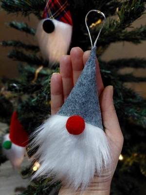 Tasarım Sentezi 3'lü Yılbaşı Büyük Boy Şans Cücesi Çam Ağaçı Süsü Dekor Noel Baba Yeni Yıl Hediye Christmas Gnome