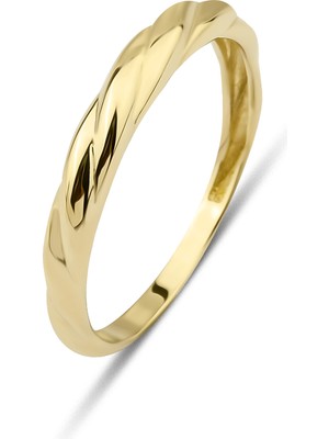 Kairos Jewelry 14 Ayar Altın Kıvrımlı Alyans Yüzük KRS115-14GR