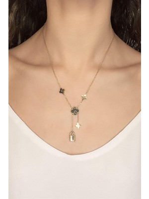 Sose Moda Minimal Tasarım Kilit Çelik Kolye