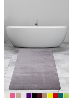 Bonny Home Elite Gri 100X150 cm Peluş Banyo Paspası Kaymaz Tabanlı Pufidik Banyo Halısı Büyük Ebat