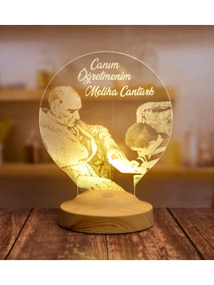 Sevgi Lambası 3D Görünümlü Atatürk Baş Öğretmen Led Lamba