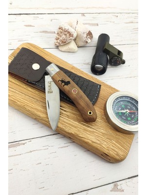 SürLaz El Yapımı Aslan Motif Outdoor Kamp Bıçak Seti Deri Kılıflı