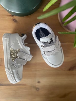 Merli&rose Star Cırtlı Çocuk Sneaker | Beyaz Leopar Gold