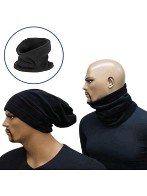 Terletmez Kumaş Ikisi Bir Arada Boyunluklu Polar Bere 27,9 cm x 24,4 cm