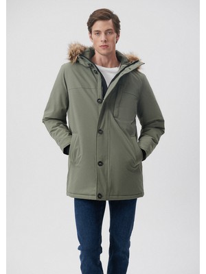 Mavi Kapüşonlu Yeşil Parka 010463-85485