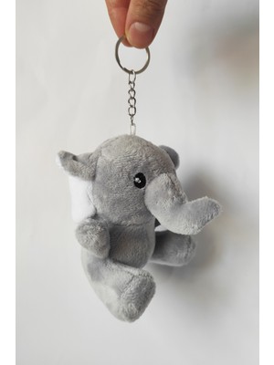 Dudu Kids 2 Adet Peluş Fil Anahtarlık  10 cm Gri - Oyuncak Fil Çanta Süsü - Doğum Günü Hediyesi
