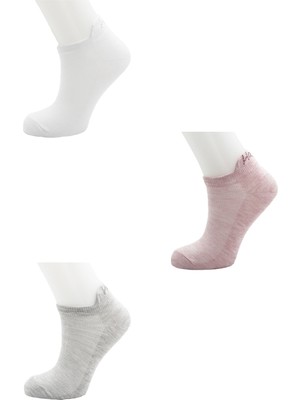 Kardeşler Çorap Kadın Çok Renkli Happy Yazılı Taş Işlemeli Pamuklu Patik Çorap 3'lu Paket