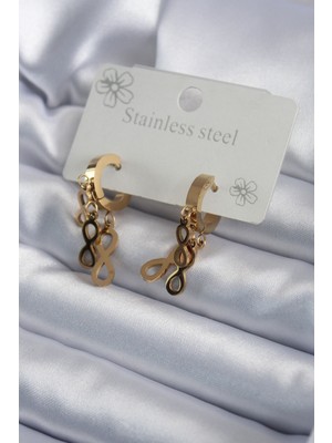 Clariss 316L Çelik Gold Renk Sallantı Sonsuzluk Model Kadın Küpe