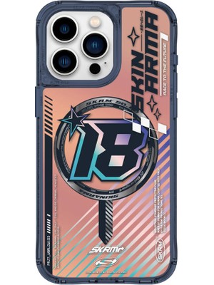 Skinarma iPhone 15 Pro Uyumlu Skinarma Magsafe Şarj Özellikli Sticker Yapıştırmalı Drift Kapak Mavi