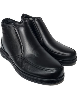 Öztürk Erkek Deri Içi Kürklü Bağcıksız Fermuarlı Kaymaz Taban Günlük Bot 203